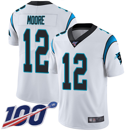 Carolina Panthers Limited White Men DJ Moore Road Jersey NFL Football #12 100th Season Vapor Untouchable